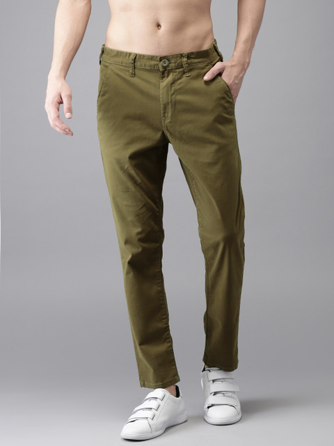 

HERE&NOW Men Brown Slim Fit Solid Cropped Chinos