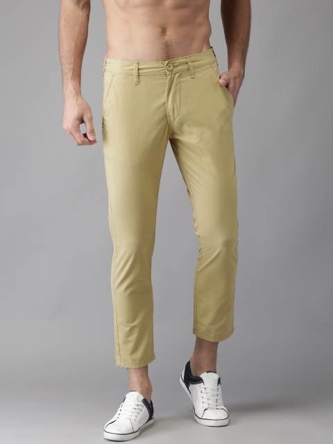 

HERE&NOW Men Beige Slim Fit Solid Cropped Chinos