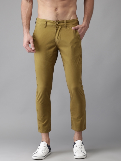 

HERE&NOW Men Khaki Slim Fit Solid Cropped Chinos