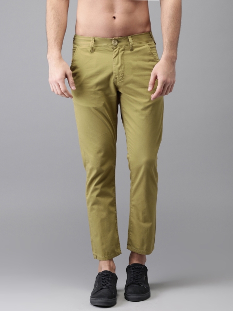 

HERE&NOW Men Khaki Slim Fit Solid Cropped Chinos