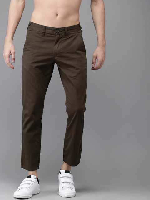 

HERE&NOW Men Brown Slim Fit Solid Cropped Chinos