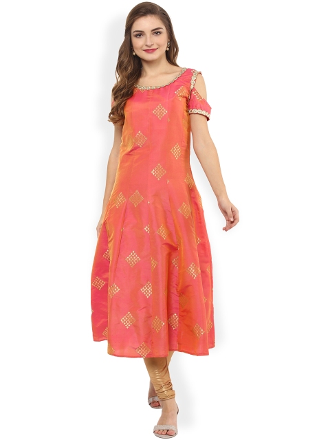 

La Firangi Women Pink Printed Anarkali Kurta
