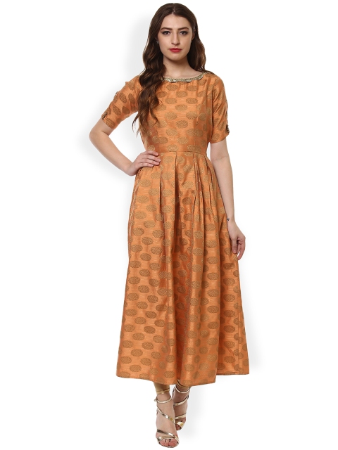 

La Firangi Women Rust Woven Design Anarkali Kurta