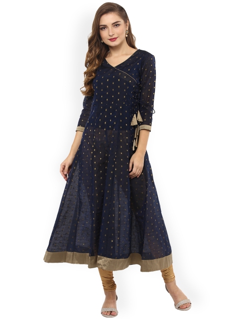 

La Firangi Women Navy Blue & Gold-Toned Printed Anarkali Kurta