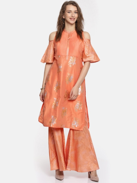 

Anouk Women Orange Printed Kurta with Palazzos