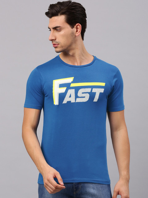 

HRX by Hrithik Roshan Men Blue Slim Fit Printed Round Neck T-shirt