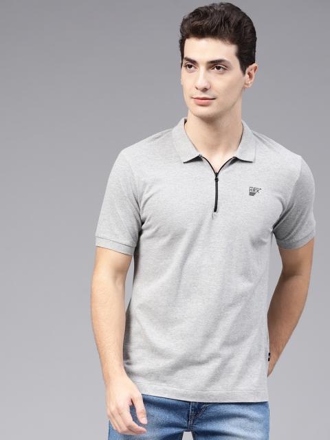 

HRX by Hrithik Roshan Men Grey Melange Solid Polo Collar T-shirt