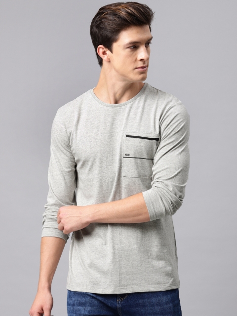 

HRX by Hrithik Roshan Men Grey Solid Round Neck T-shirt