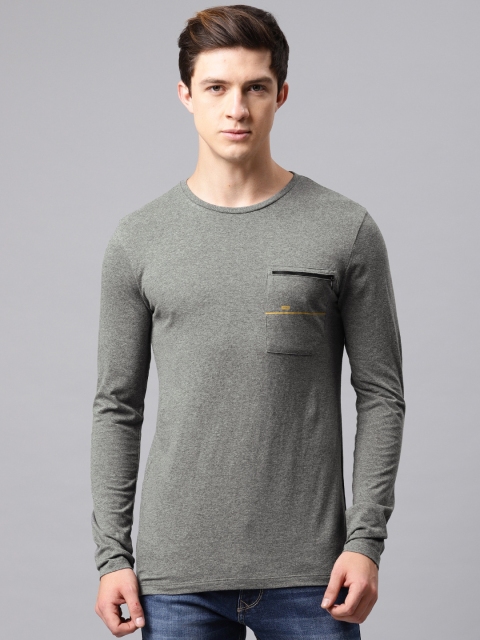 

HRX by Hrithik Roshan Men Grey Solid Round Neck Pure Cotton T-shirt