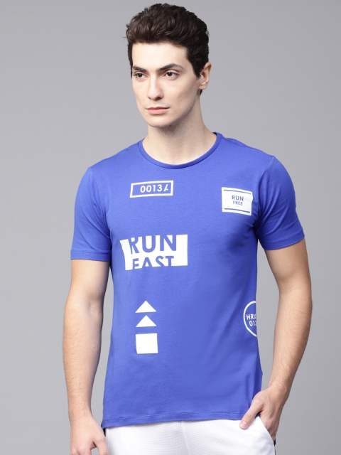 

HRX by Hrithik Roshan Men Blue Printed Round Neck T-shirt