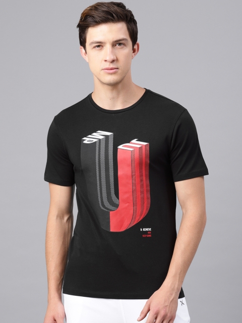 

HRX by Hrithik Roshan Men Black Printed Round Neck T-shirt