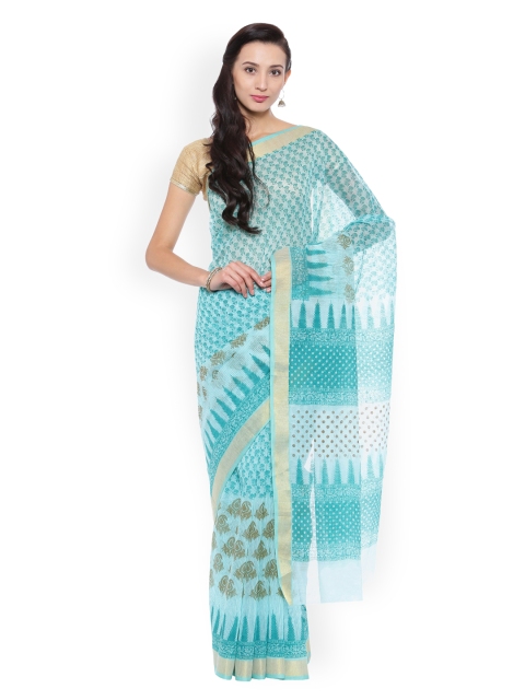 

Pavechas Blue Pure Cotton Printed Venkatgiri Saree