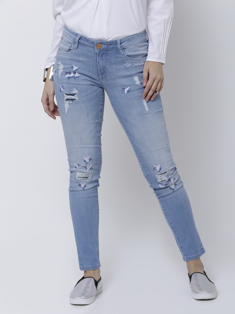 

Tokyo Talkies Women Blue Super Skinny Fit Mid-Rise Mildly Distressed Stretchable Jeans