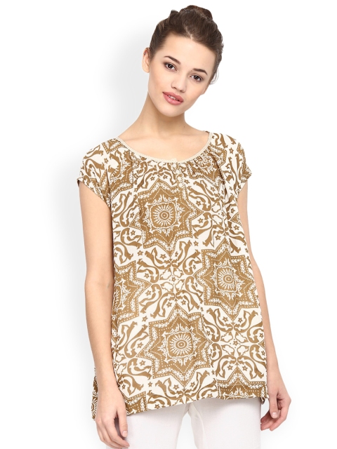 

MIWAY Women White and Beige Printed Top