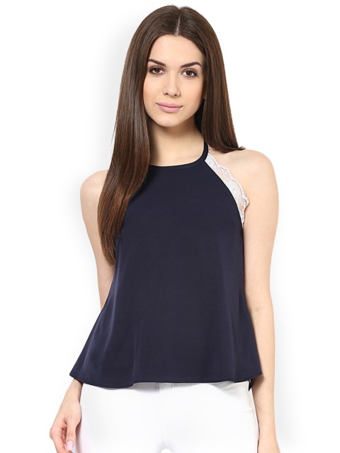 

MIWAY Women Navy Blue Solid Top