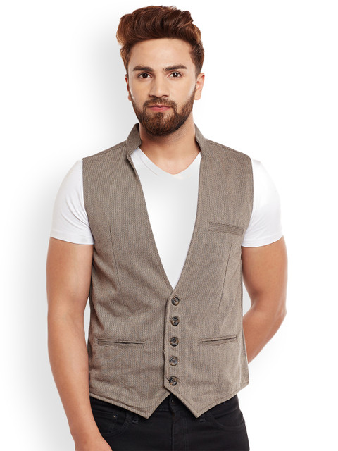 

even Men Brown Solid Waistcoat