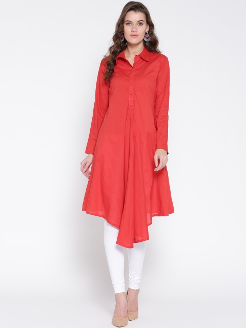 

Biba Women Red Solid A-Line Kurta