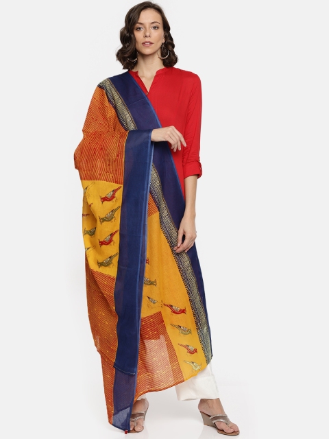 

Biba Orange & Yellow Printed Dupatta