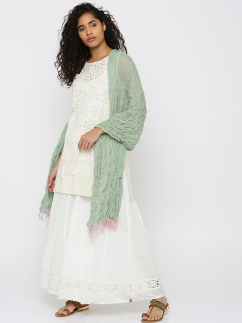 

Biba Green Solid Dupatta