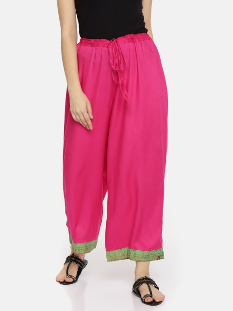 

Biba Women Pink Solid Straight Palazzos