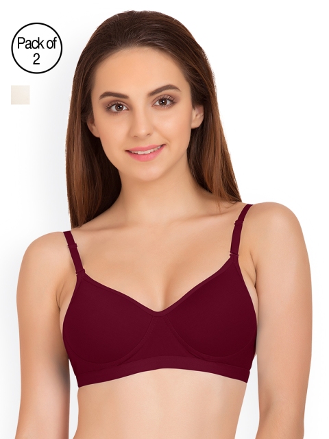 

Tweens Pack of 2 Full-Coverage T-shirt Bras TW91313, Burgundy