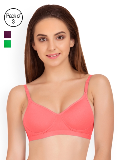 

Tweens Pack of 3 Full-Coverage T-shirt Bras TW91313, Coral