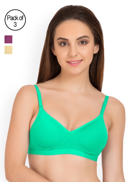 

Tweens Pack of 3 Full-Coverage T-shirt Bras TW91313, Sea green