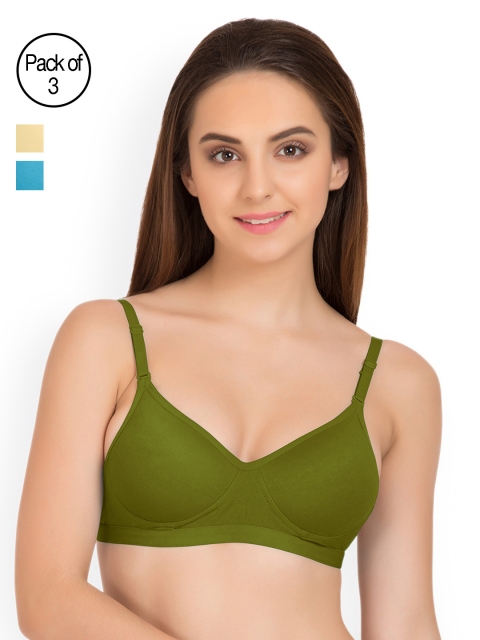 

Tweens Pack of 3 Full-Coverage T-shirt Bras TW91313, Green