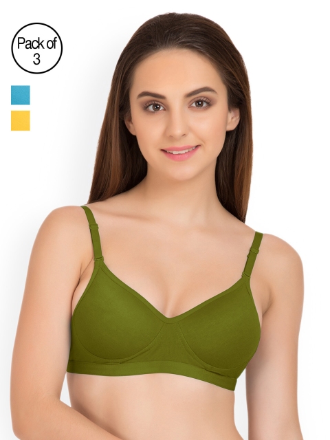 

Tweens Pack of 3 Full-Coverage T-shirt Bras TW91313, Olive