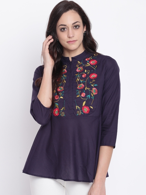 

Bhama Couture Women Navy Blue Solid Top
