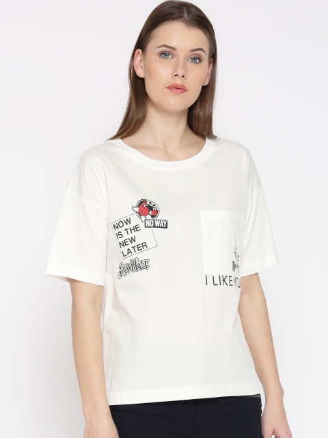 

OVS Women White Print Detail Boxy Top