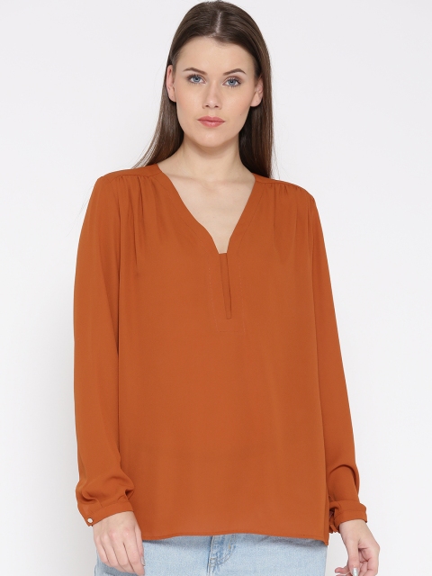 

OVS Women Rust Orange Solid Top