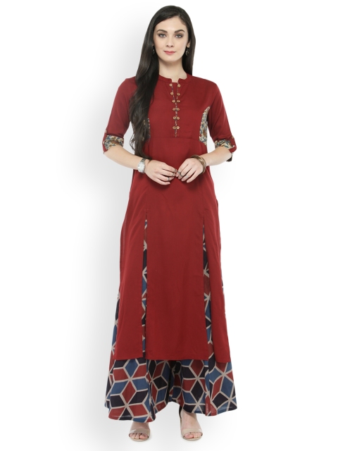 

Varanga Women Rust & Blue Solid Kurta with Palazzos