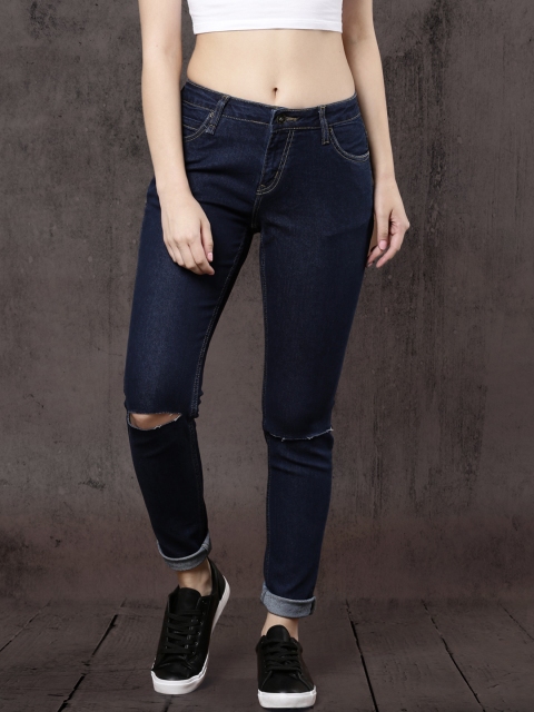 

Roadster Women Blue Skinny Fit Mid-Rise Slash Knee Stretchable Jeans