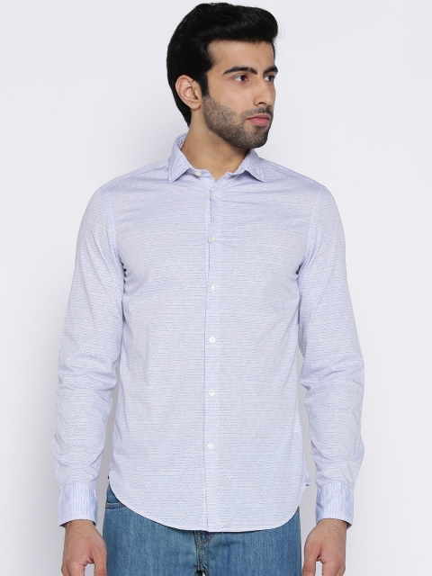 

OVS Men Blue & White Slim Fit Striped Casual Shirt