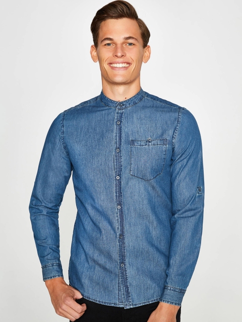 

OVS Men Blue Slim Fit Denim Casual Shirt