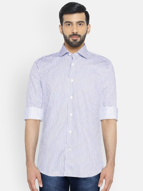 

OVS Men Blue & White Slim Fit Striped Casual Shirt