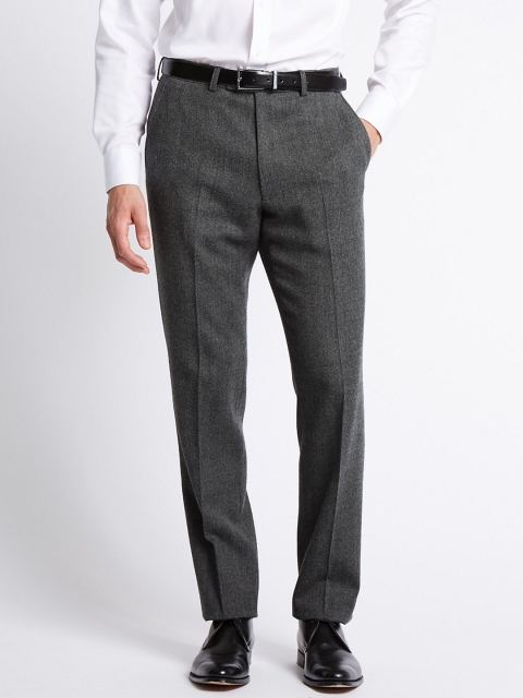 

Marks & Spencer Men Charcoal Grey Regular Fit Solid Formal Trousers