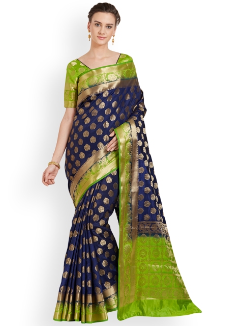 

Viva N Diva Blue Silk Blend Woven Design Saree