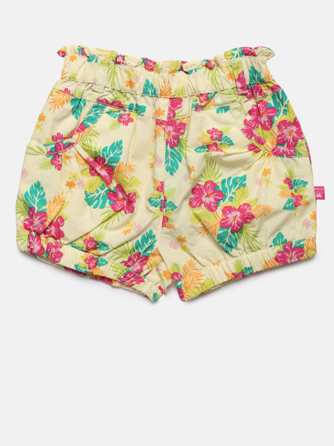 

MINI KLUB Girls Cream-Coloured Printed Regular Fit Regular Shorts