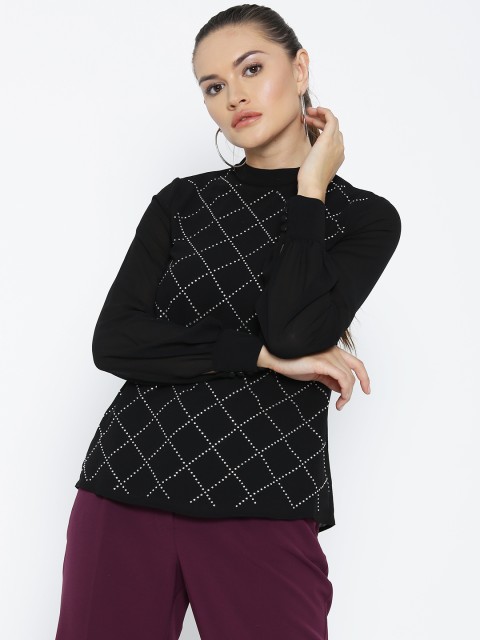 

DOROTHY PERKINS Women Black Embellished Top