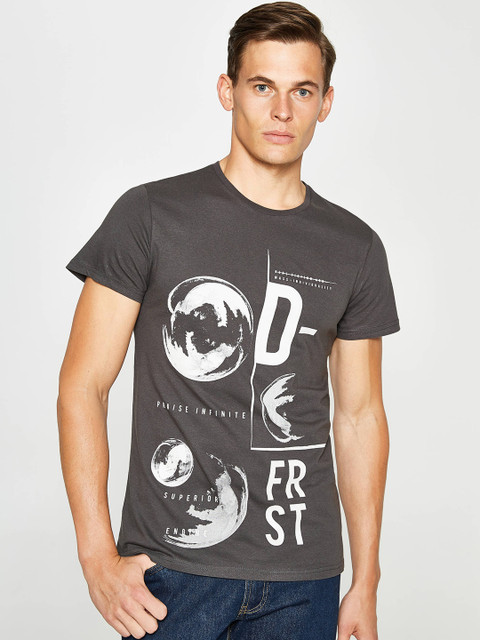 

OVS Men Grey Printed Round Neck T-shirt