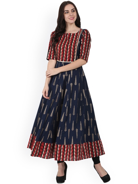 

Nayo Women Navy Blue Printed Anarkali Kurta