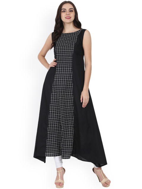 

Nayo Women Black Printed A-Line Kurta