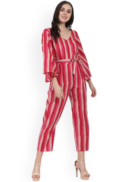 

Nayo Red Printed Capri Jumpsuit