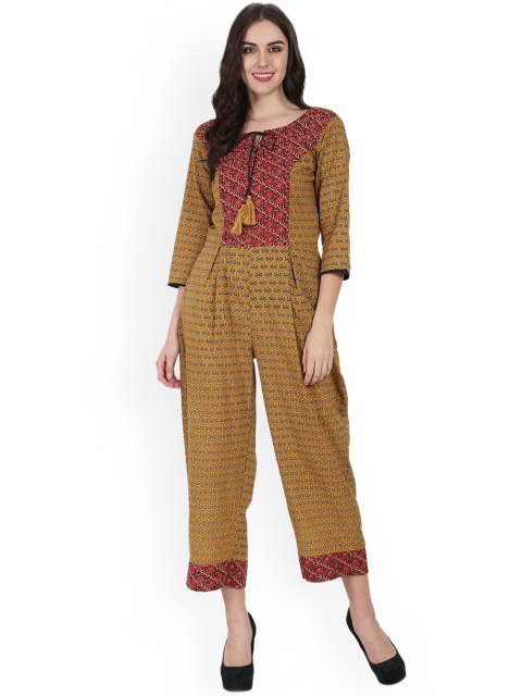 

Nayo Yellow Printed Capri Jumpsuit