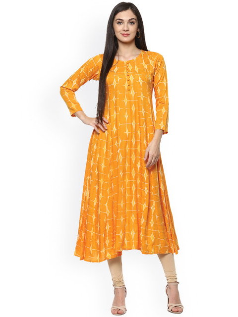 

Ives Women Yellow Printed Straight Kurta