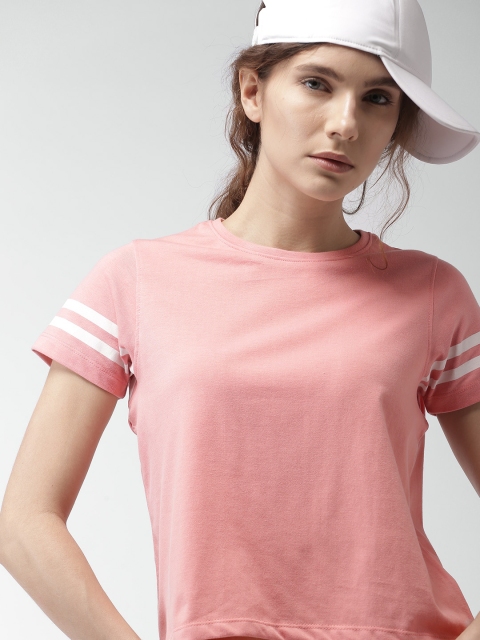 

Harvard Women Peach-Coloured Solid Round Neck T-shirt