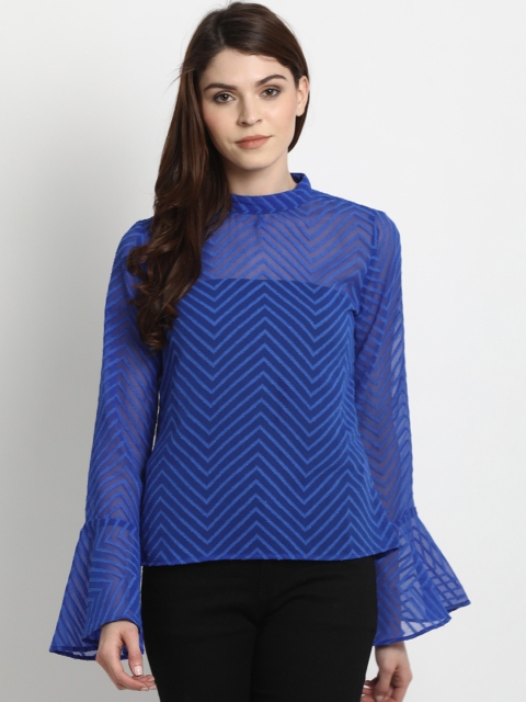 

Marie Claire Women Blue Self-Design Top