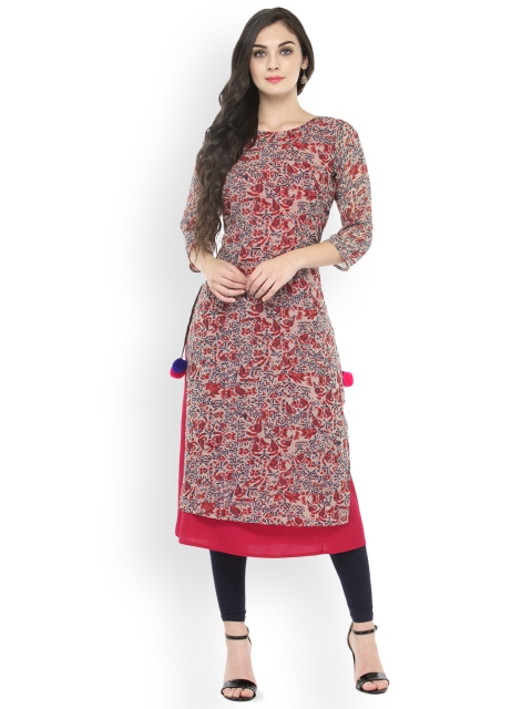 

Azira Women Pink Printed Straight Kurta